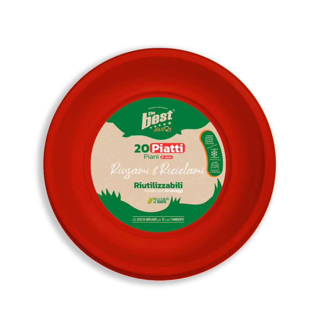 ART. 103 - THE BEST PIATTI PIANI ROSSO - 20 PZ