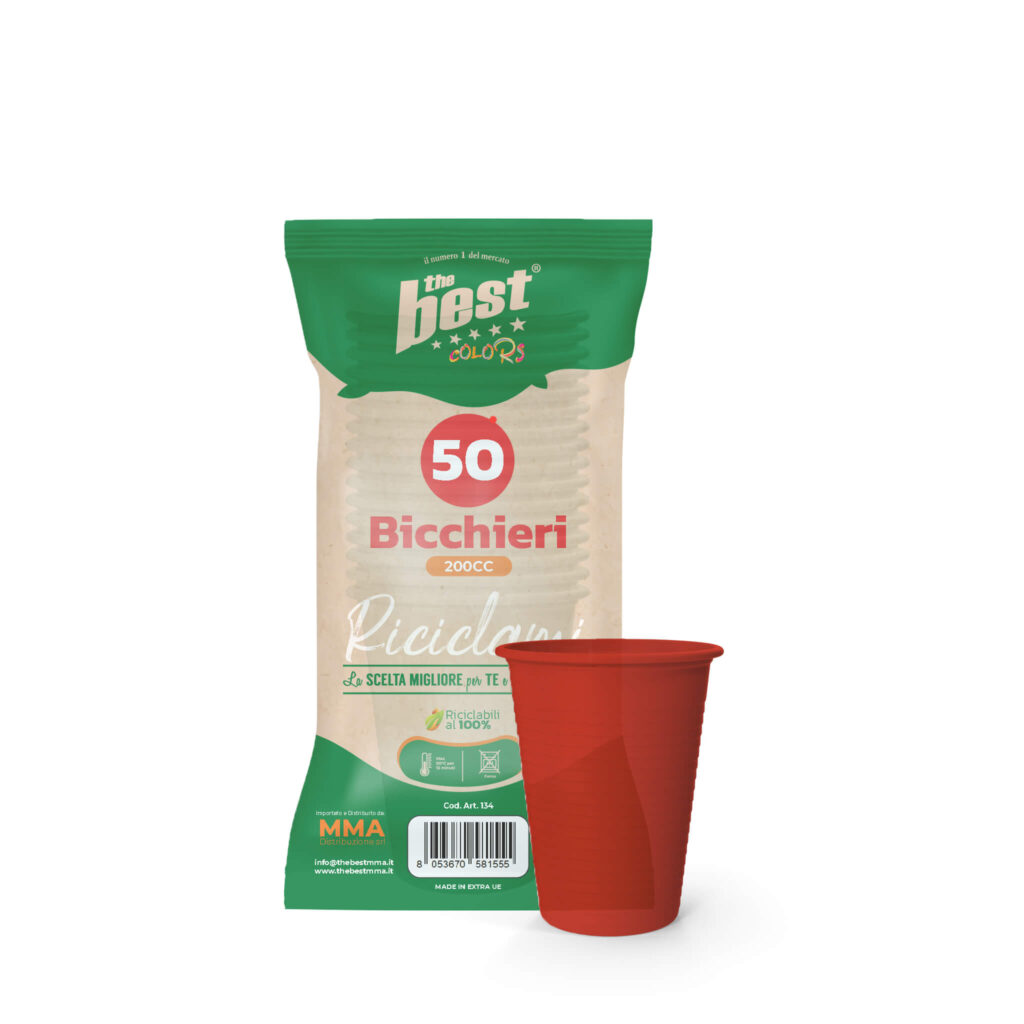 ART. 134 - THE BEST BICCHIERI ROSSO - 50 PZ + trasparente