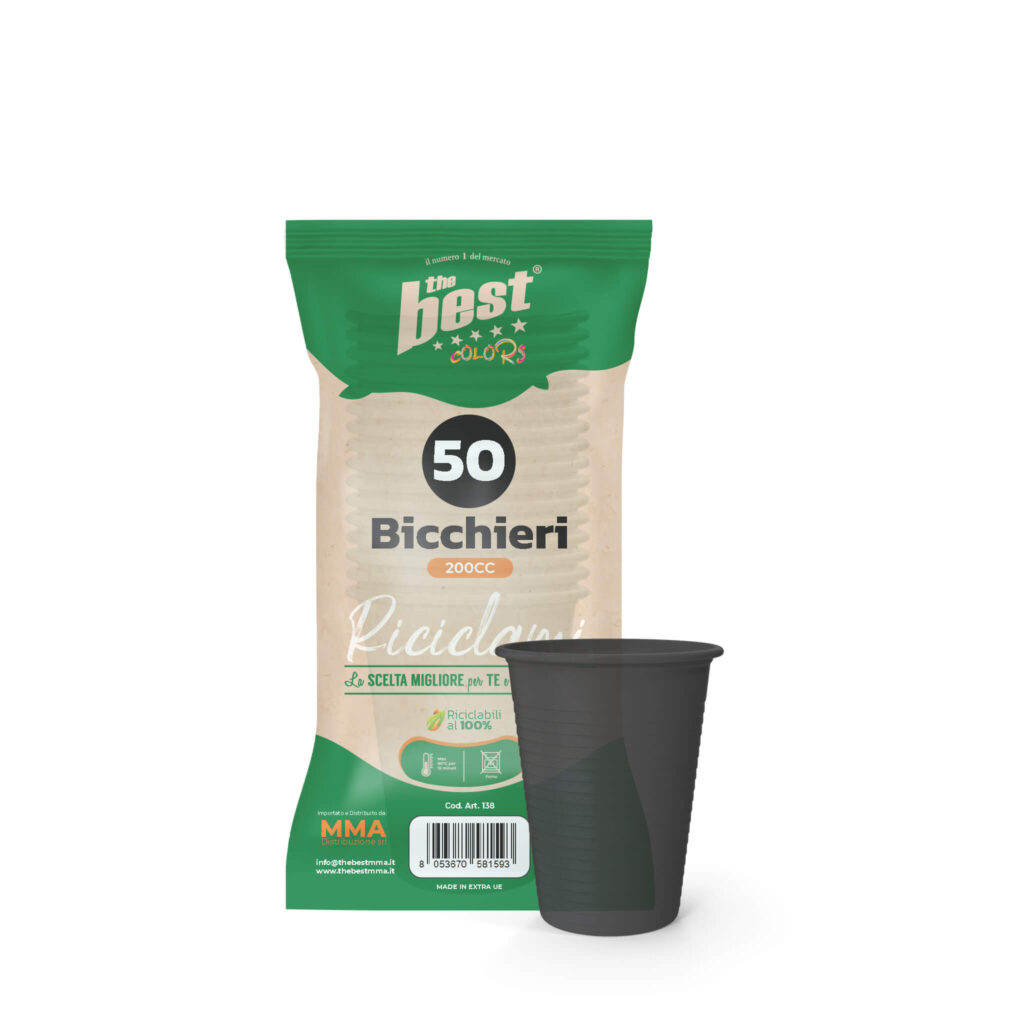 ART. 138 - THE BEST BICCHIERI NERO - 50 PZ + trasparente