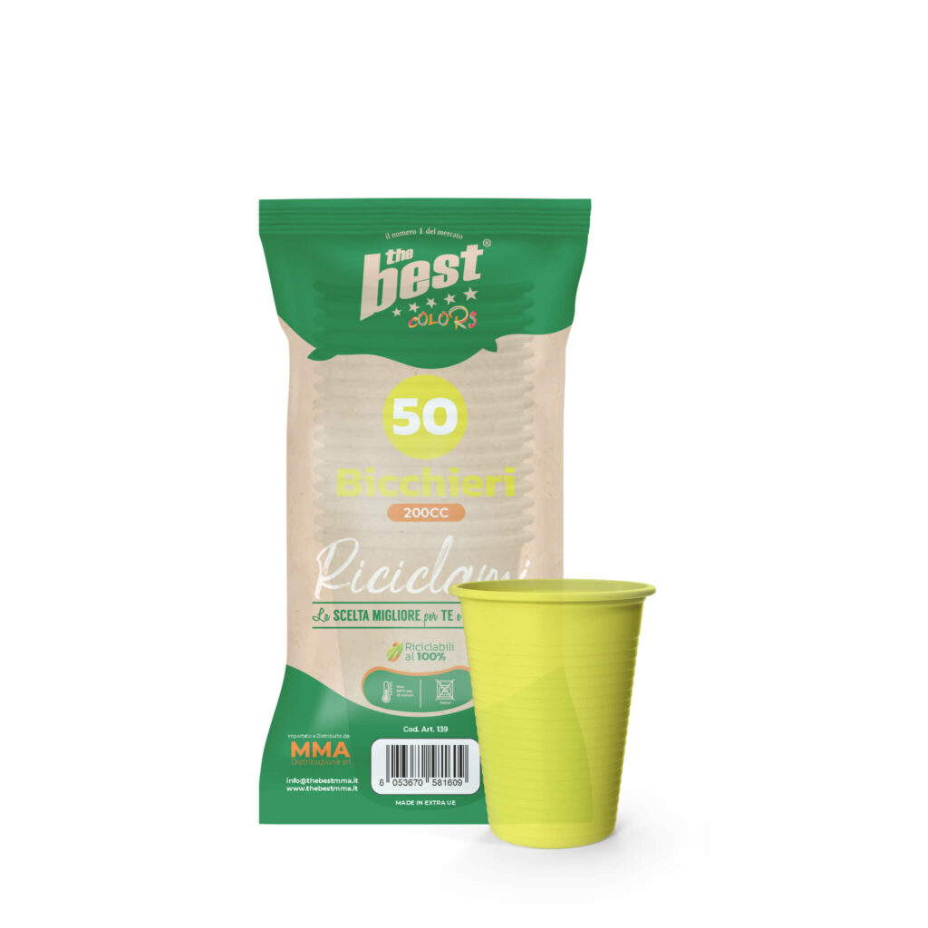 ART. 139 - THE BEST BICCHIERI GIALLO - 50 PZ + trasparente